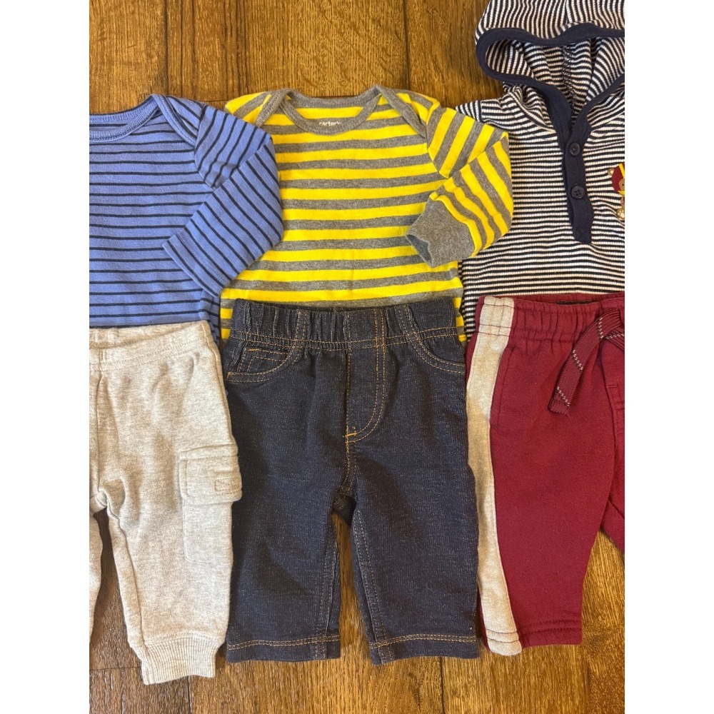 Baby Boy 3 Months Outfits Jeans Pants Long Sleeved Bodysuits‎ Shirts Clothes Lot - Picture 3 of 16